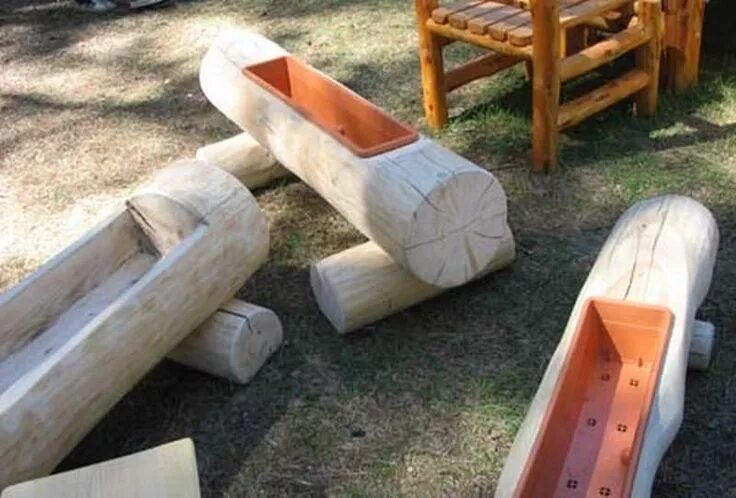 Поделки из бревен своими руками фото Клумбы, Ландшафтный дизайн, Бревно