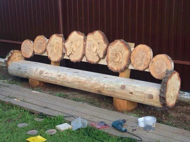 Поделки из бревен своими руками фото Для дома, для дачи Bancs en rondin, Decoration bois, Chalet de jardin