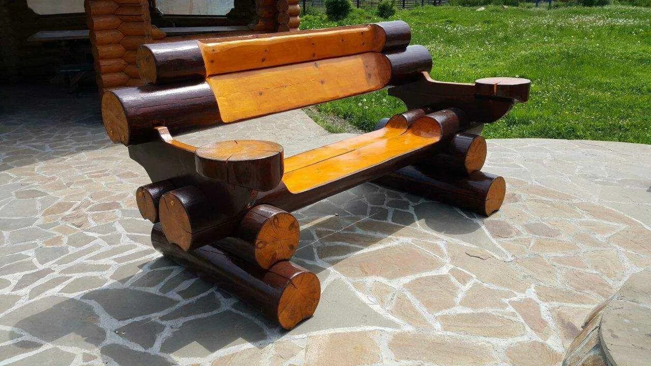 Поделки из бревна фото Садовая мебель из бревна + фото