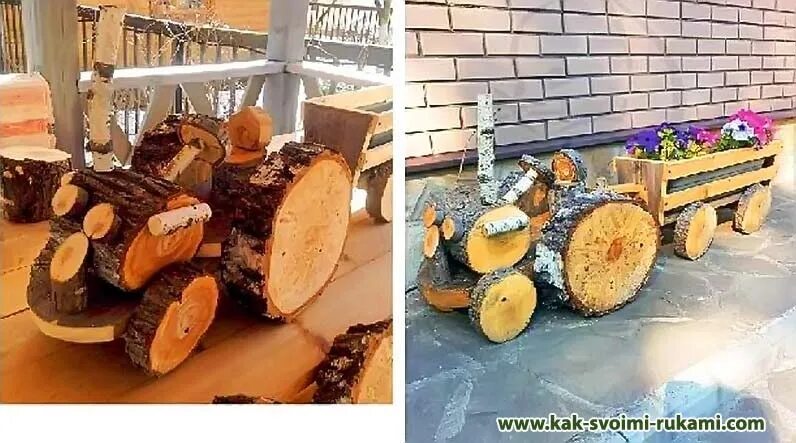 Поделки из бревна фото Поделки для декора сада из бревен своими руками - идеи читателей Своими руками -