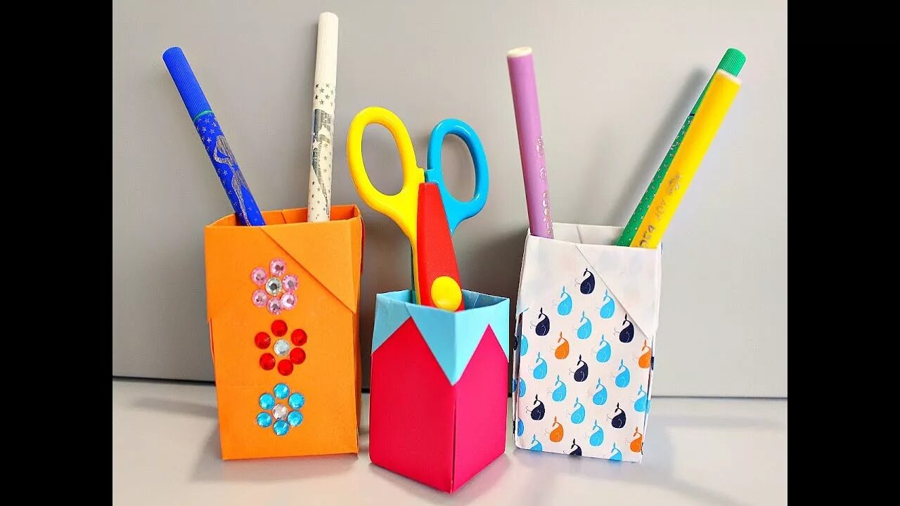 Поделки из бумаги канцелярия поделки самоделки Оригами из бумаги Коробочка /ваза для канцелярии. Portalápices de papel. Paper P