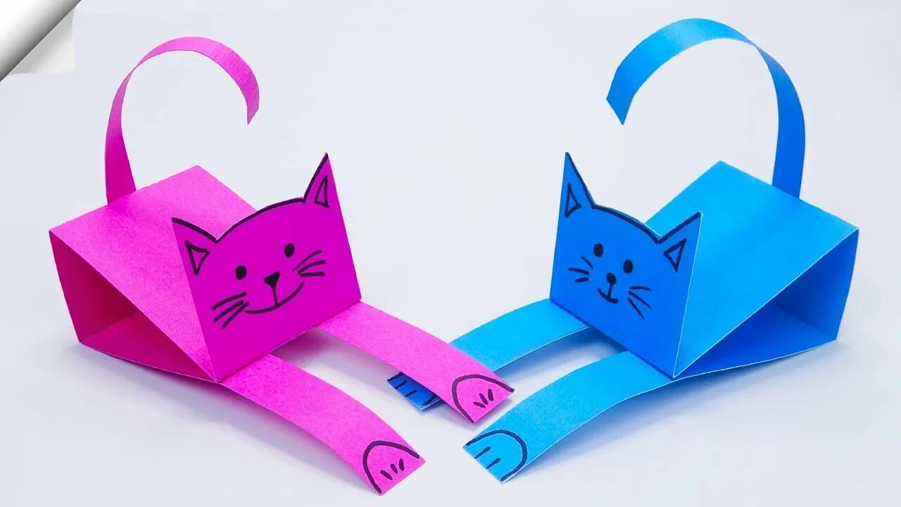 Поделки из бумаги легкие фото Paper cat How to make paper cat Paper crafts - YouTube