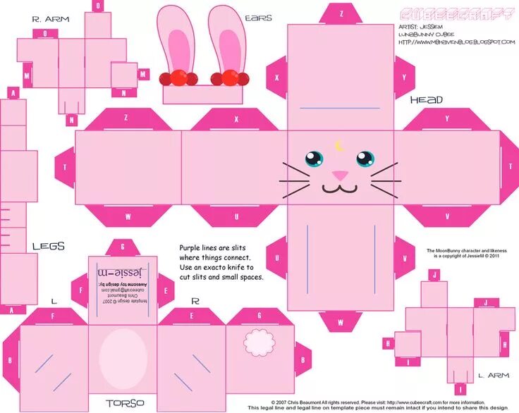 Поделки из бумаги своими руками схемы Luna Bunny Cubee Paper bunny, Paper crafts, Paper crafts diy