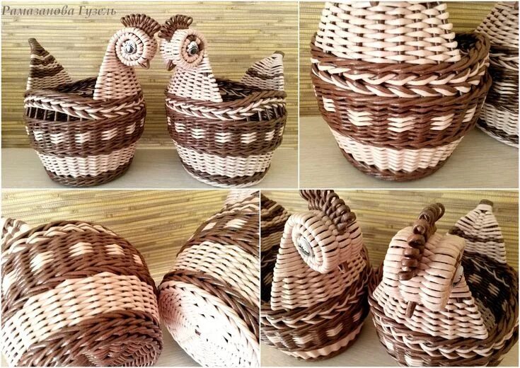 Поделки из бумажной лозы фото Плетение из газет Paper basket, Basket weaving, Decorative wicker basket