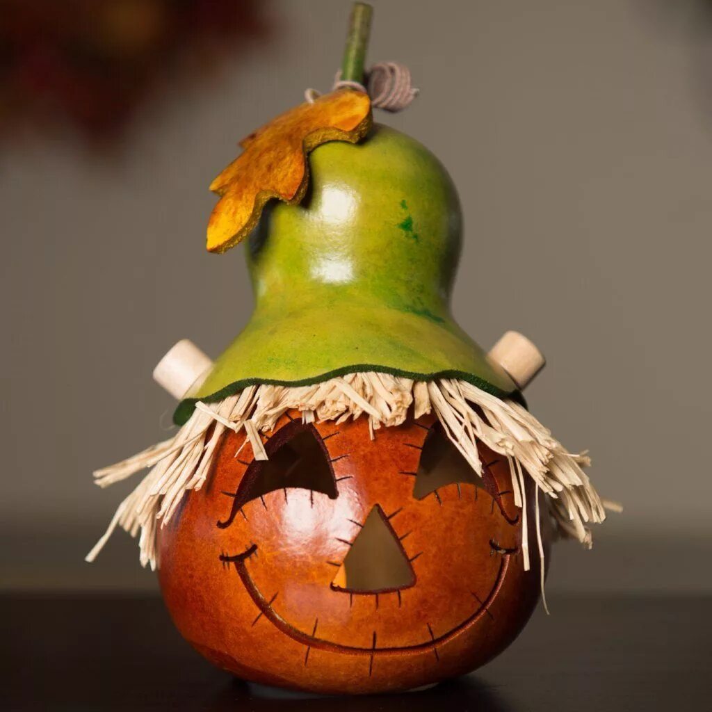 Поделки из бутылочной тыквы своими руками фото Owen Small Gourd Halloween gourds, Decorative gourds, Gourds