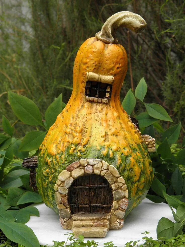Поделки из бутылочной тыквы своими руками фото Miniature Dollhouse FAIRY GARDEN Large Gourd House Cottage with Light NEW eBay C