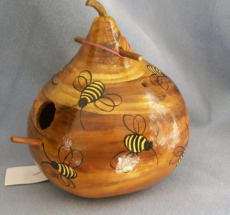 Поделки из бутылочной тыквы своими руками фото Pin by Robin Light Bergin on Birdhouse gourds Hand painted gourds, Gourds birdho