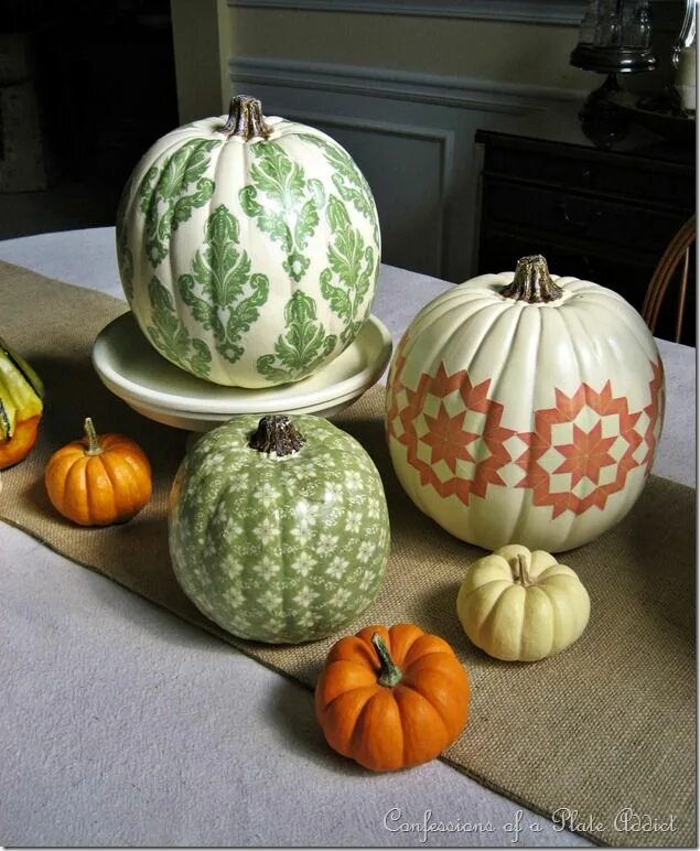 Поделки из декоративной тыквы фото Country Living Inspired Découpage Pumpkins Decoraciones de calabaza, Decoracion 