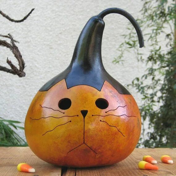 Поделки из декоративной тыквы фото Decorative gourds, Gourds crafts, Painted gourds