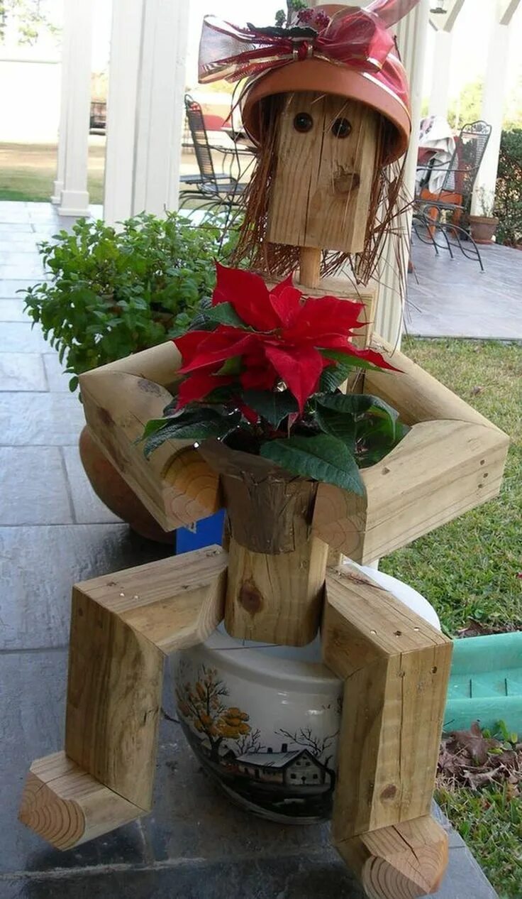 Поделки из дерева для дачи своими руками Fine 34 Inspiring Garden Scarecrow Ideas Scarecrows for garden, Landscape timber