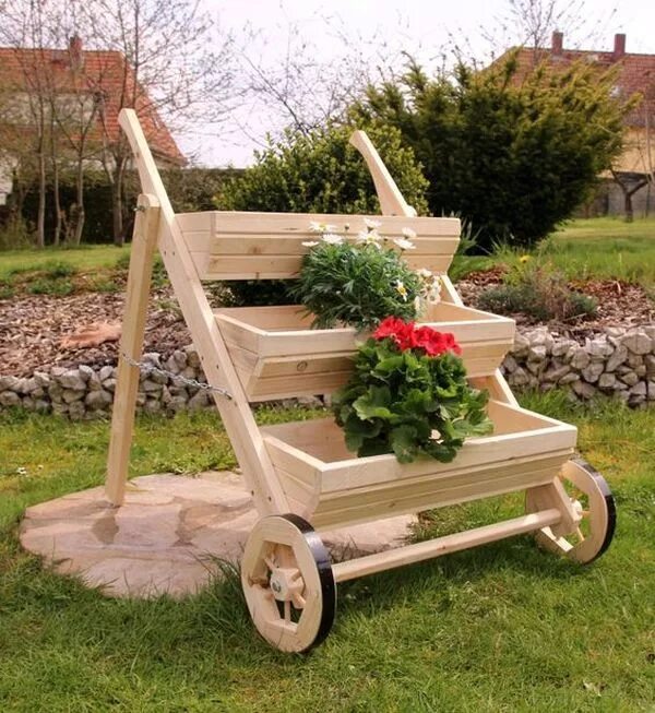 Поделки из дерева для дачи своими руками Dekoration mit DIY Holztöpfen und Blumenkästen, die dem Garten einen besonderen 
