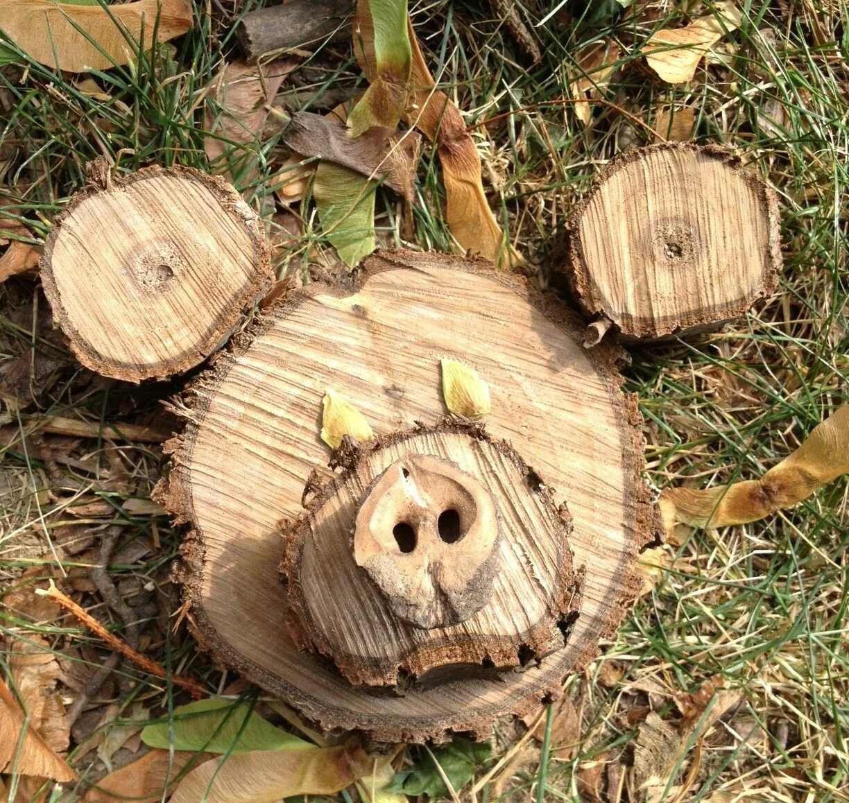 Поделки из дерева для начинающих фото Wooden Blocks Made from Our Old Tree - How Wee Learn Wood yard art, Pig crafts, 