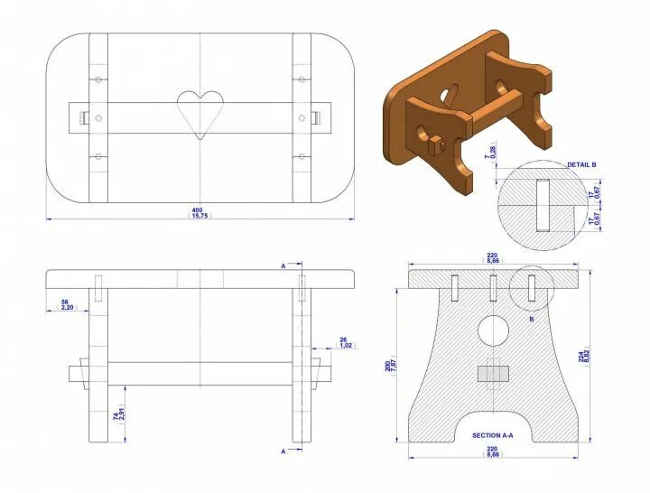 Поделки из дерева своими руками с чертежами Practical stool - Assembly drawing Small woodworking plans, Woodworking bench pl