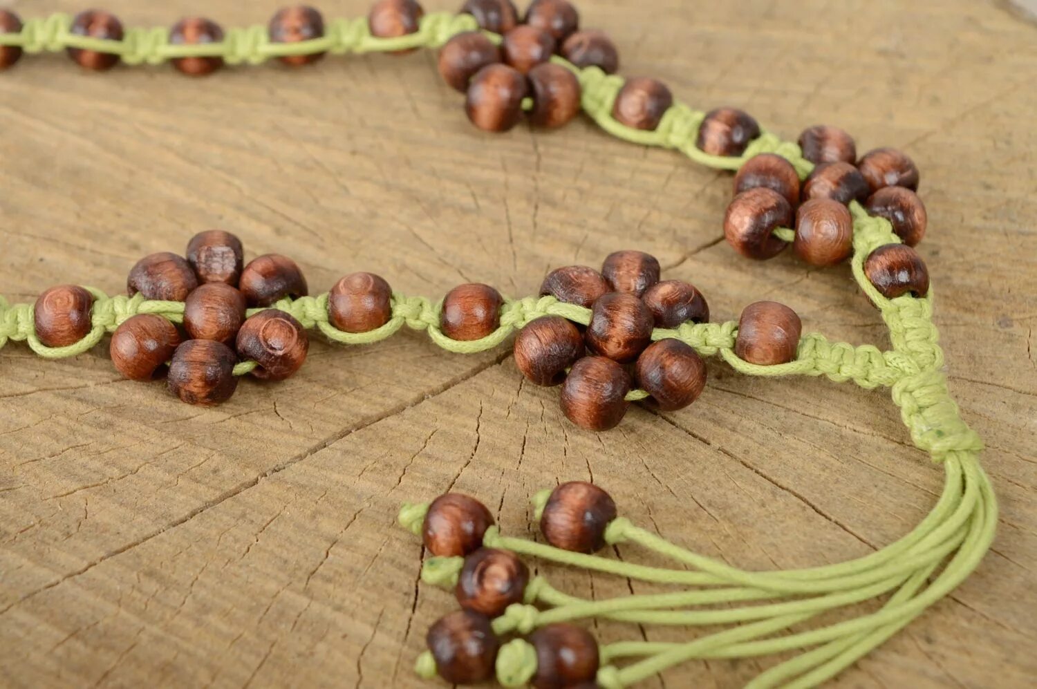 Поделки из деревянных бусин своими руками фото BUY Macrame necklace with wooden beads 2071049498 - HANDMADE GOODS at MADEHEART.