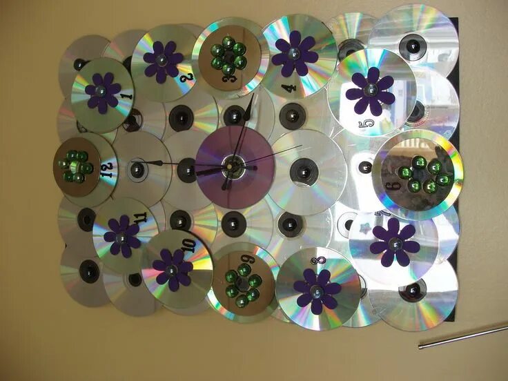 Поделки из дисков своими руками фото CD Clock Cd crafts, Recycled crafts, Crafts