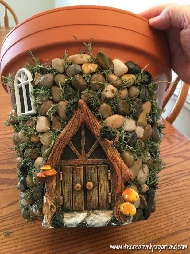 Поделки из домашнего материала своими руками Whimsical DIY Fairy House Planter - LIFE, CREATIVELY ORGANIZED Fairy garden diy,