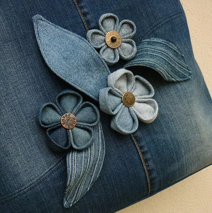 Поделки из джинсы фото Džíska Blue Garden 3 / Zboží prodejce jarama Denim flowers, Fabric flowers diy, 