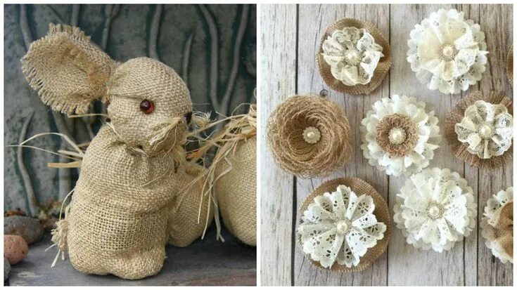 Поделки из джута и мешковины фото Квіти та декор з мішковини(40 ідей) Burlap flowers, Fabric flowers diy, Fabric f