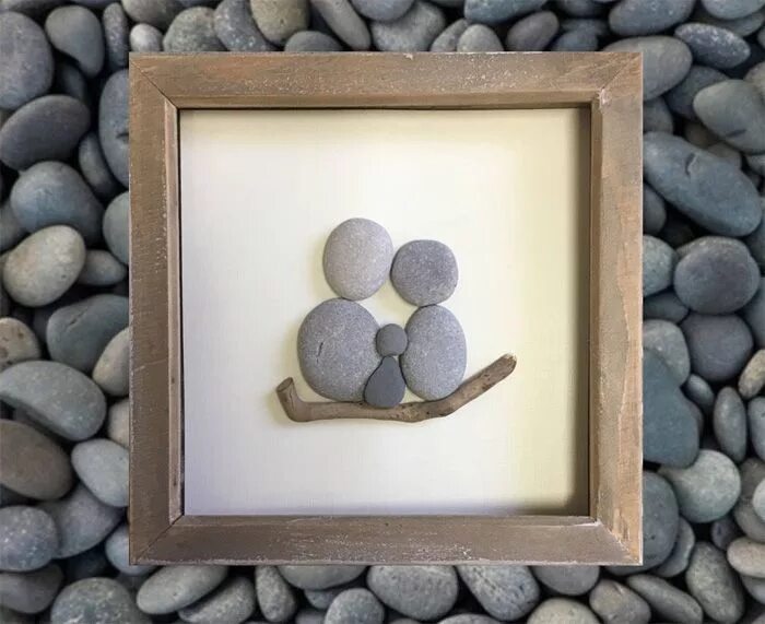 Поделки из гальки фото Картины из гальки Pebble art, Nursery gift, Rustic wall hangings