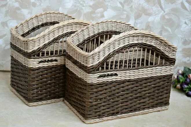 Поделки из газетных трубочек фото плетение из газет Плетение корзины, Плетение, Плетение корзин
