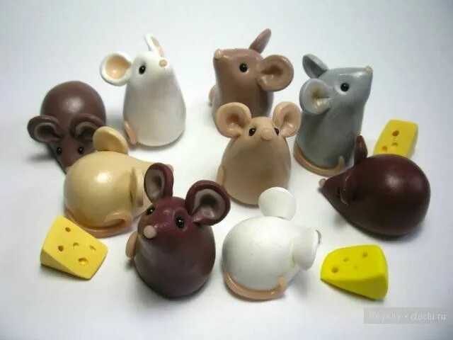 Поделки из глины для начинающих фото Pretty mice, polymer clay Глина, Глиняные поделки, Поделки