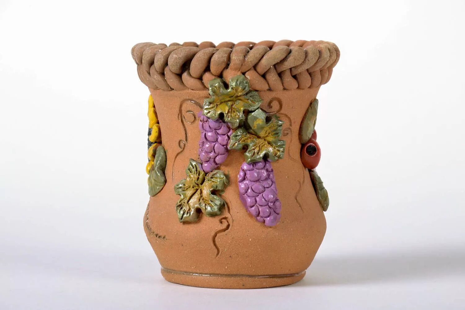 Поделки из глины фото BUY 6 inches clay handmade floral jar vase for table décor great gift for a girl