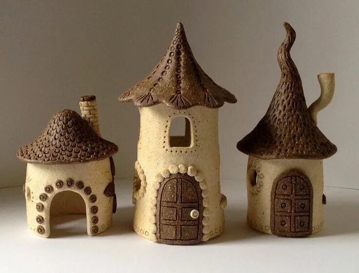 Поделки из глины своими руками фото pottery fairy houses - Google Search Clay fairy house, Miniature pottery, Clay f