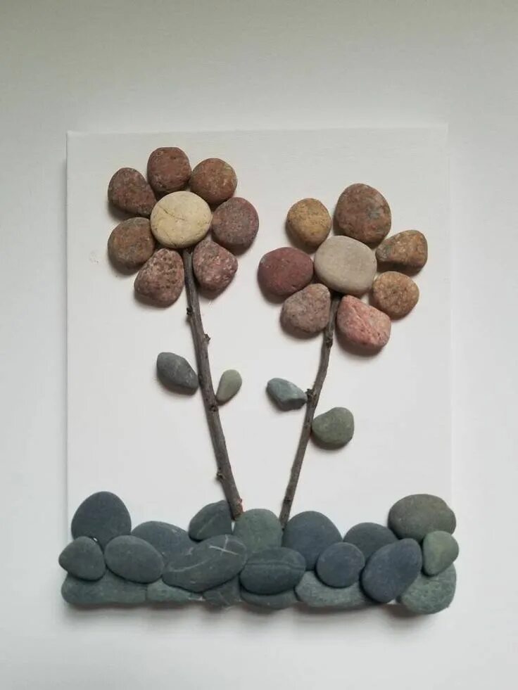 Поделки из камней в школу фото Flower Pebble Art-unique Wall Decor - Etsy Rock crafts, Stone pictures pebble ar