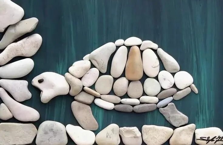 Поделки из камней в школу фото Картины из камней: животные и не только 7 Steine, Meerglas kunst, Kunst aus trei
