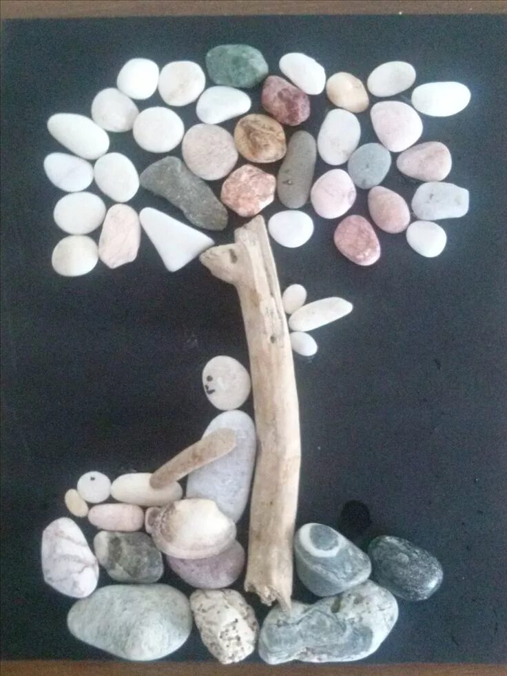 Поделки из камушков 1 класс фото Pin by Glenda on cuadros de piedra Pebble art, Stone crafts, Stone art