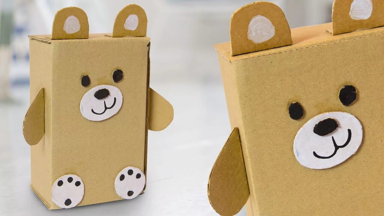 Поделки из картона фото для детей DIY Teddy Bear from Cardboard Box Easy & Cute Craft Ideas for Kids - YouTube