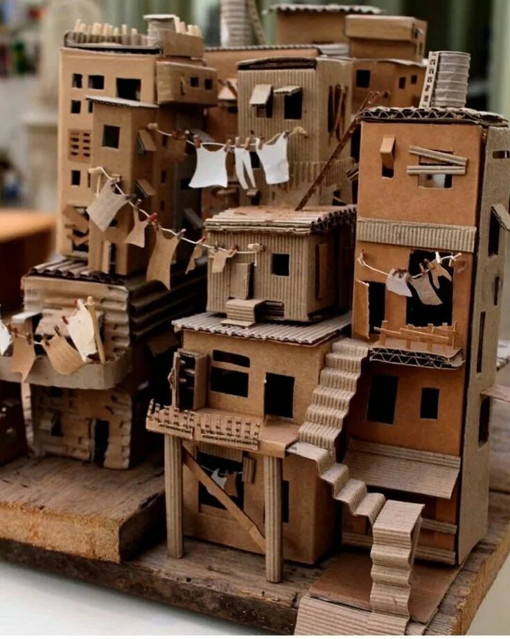 Поделки из картона своими руками фото Rumah kardus Cardboard art, Diy baby furniture, Cardboard house