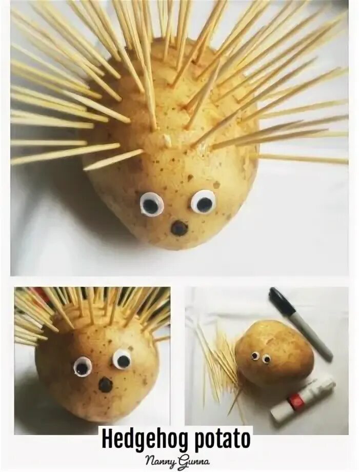 Поделки из картошки в детский сад фото Hedgehog potato nanny_gunna Recipe Fall crafts for kids, Fun kids food, Baby sen