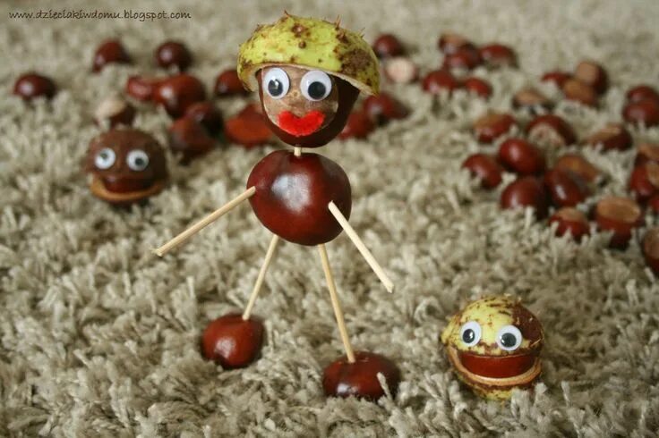 Поделки из каштанов для детей фото Ponad 20 pomysłów na kasztanowe ludziki i zwierzątka! Conkers craft, Crafts, Con