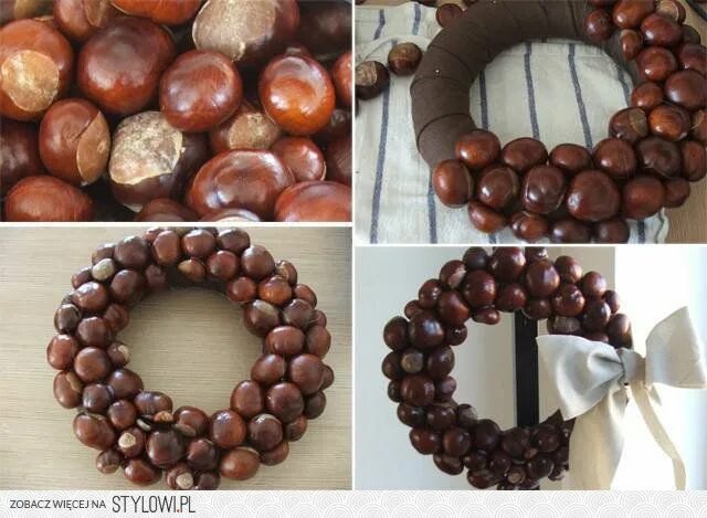 Поделки из каштанов своими руками фото Chestnut Wreath Buckeye crafts, Diy wreath, Outdoor wreaths