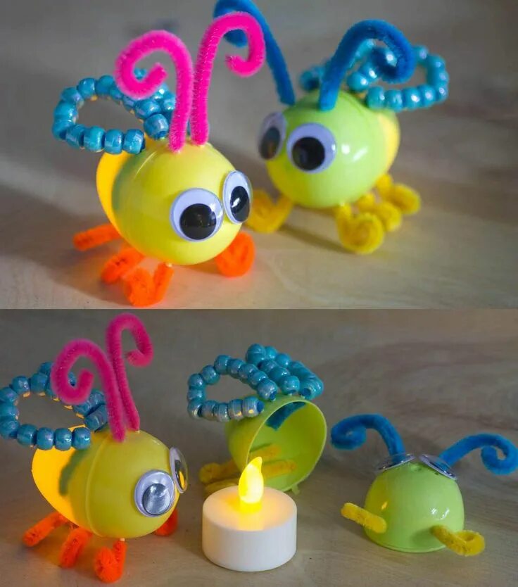 Поделки из киндер яиц своими руками фото Lightning Bugs Jo-Ann Plastic easter egg crafts, Egg crafts, Crafts for kids