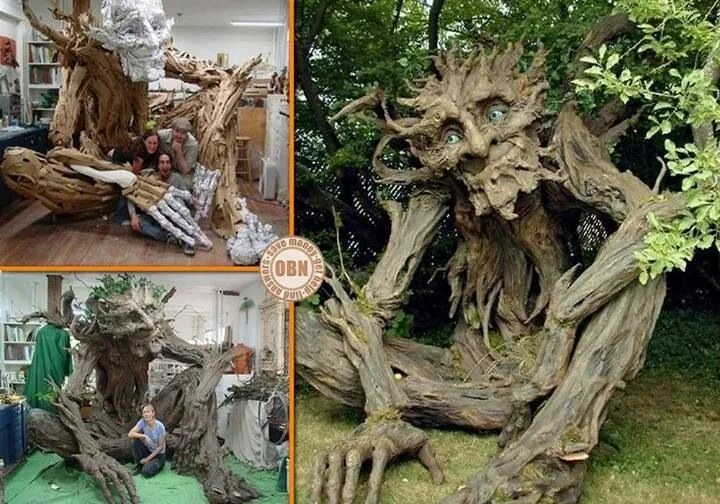 Поделки из коряги дерева фото Paper mache tree Paper mache tree, Tree sculpture, Garden