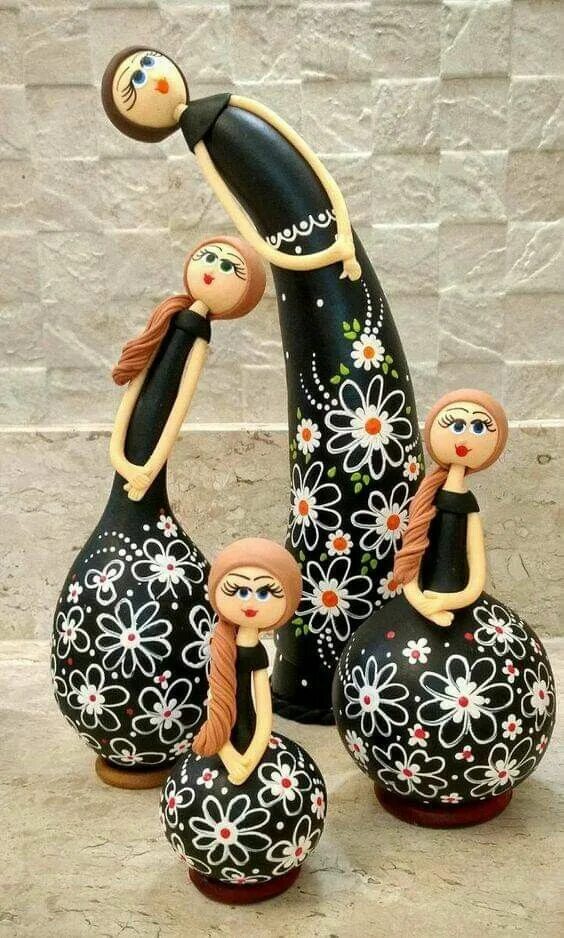 Поделки из лагенарии фото Pin van Marilu Nacarato op CORES SO BRASIL Fles kunst, Klei knutselen, Knutselid