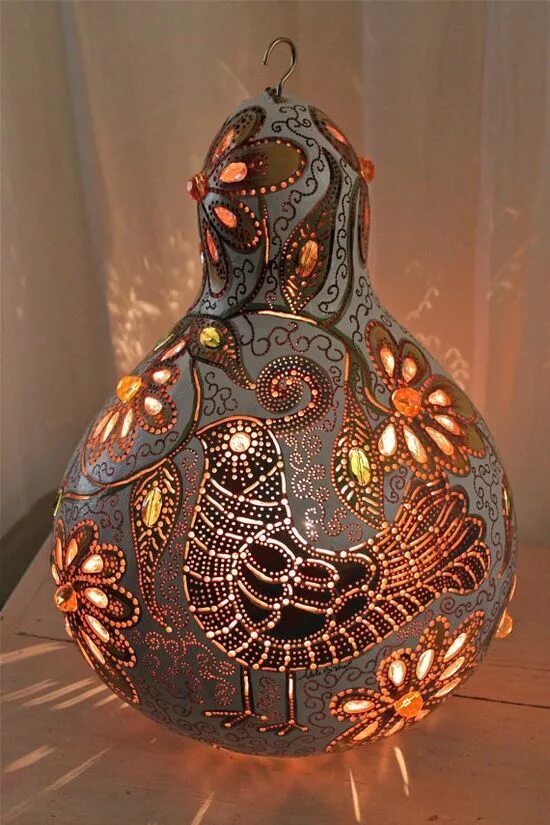 Поделки из лагенарии своими руками фото Gourd art Gourd art, Gourd lamp, Gourds crafts