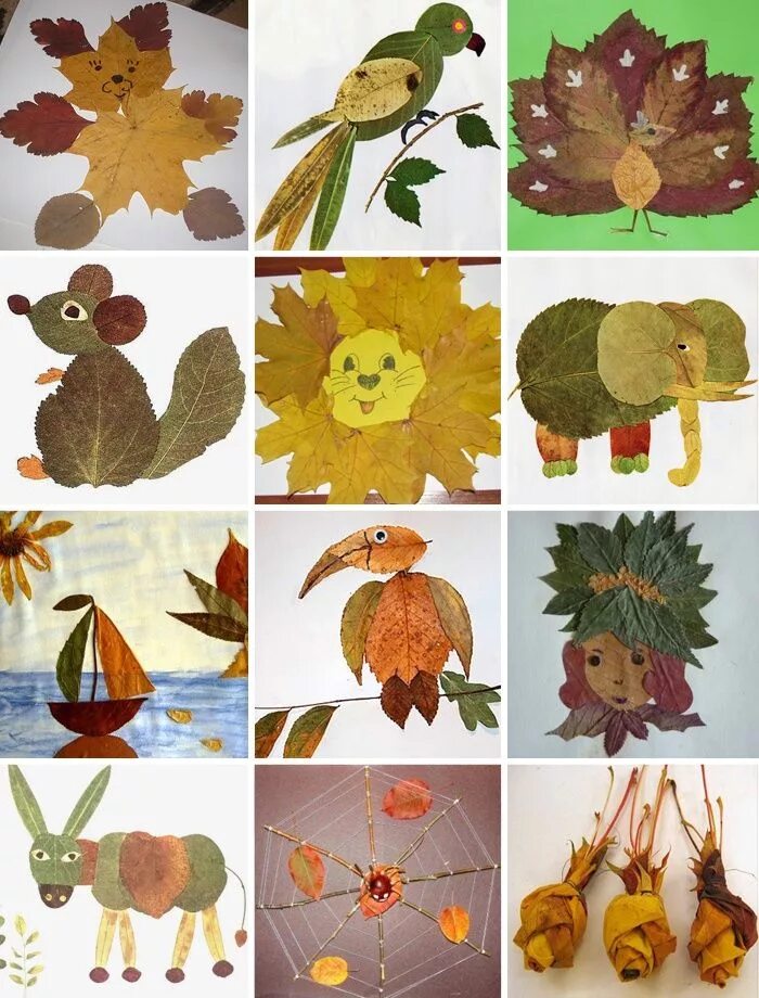 Поделки из листьев 3 класс фото Примеры поделок из листьев своими руками Crafts, Diy crafts, Zoo animals