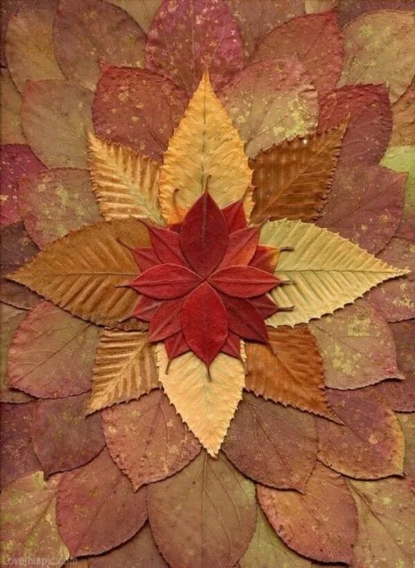 Поделки из листья фото 40 Mildly Interesting Leaf Art Installations - Bored Art Autumn leaves art, Autu