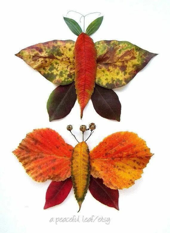 Поделки из листья фото Autumn Butterflies Leaf crafts, Leaf art, Nature crafts