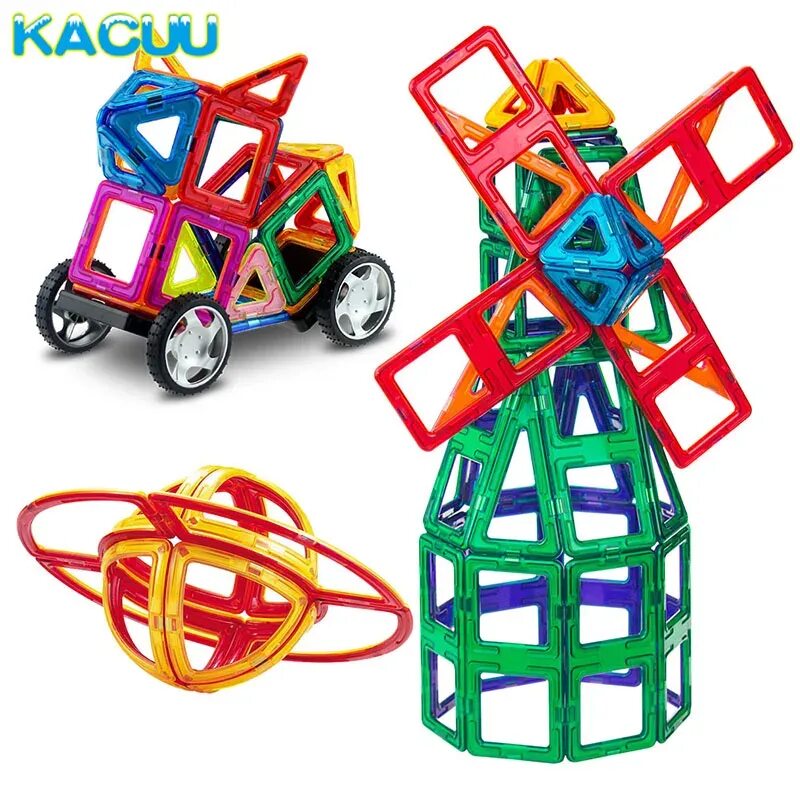 Поделки из магнитного конструктора фото Big Size 158pcs Magnetic Blocks Magnetic Designer Construction 3d Model Magnetic