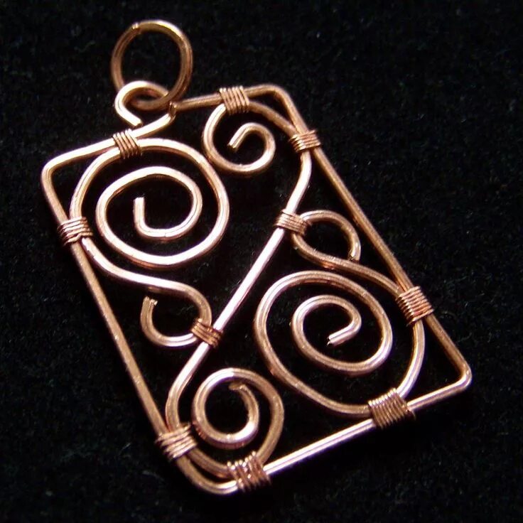 Поделки из медной проволоки своими руками фото Copper square wire pendant
