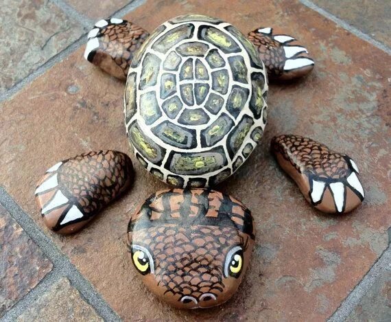 Поделки из мелких камушков черепаха фото Stone turtle... Расписные черепахи, Камень и галька, Раскрашенные камни
