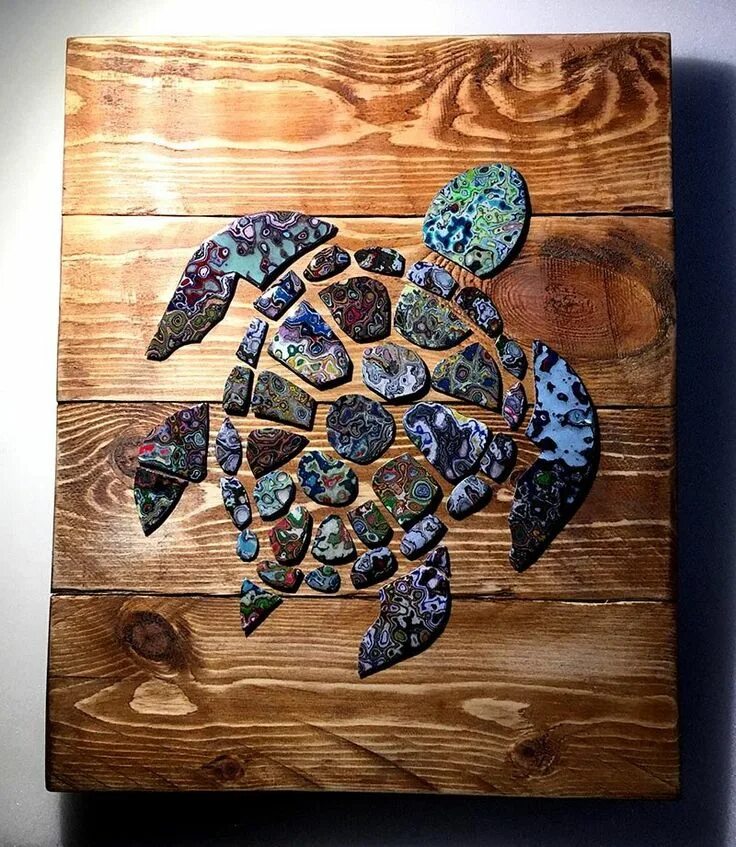 Поделки из мелких камушков черепаха фото Sea Turtle - Graffiti Paint Chip Pallet Art Arte de palés, Artesanías marinas, A