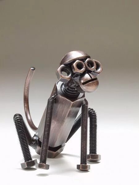 Поделки из металла с помощью сварки фото обезьяна из болтов и гаек Metal art projects, Welding art, Metal welding