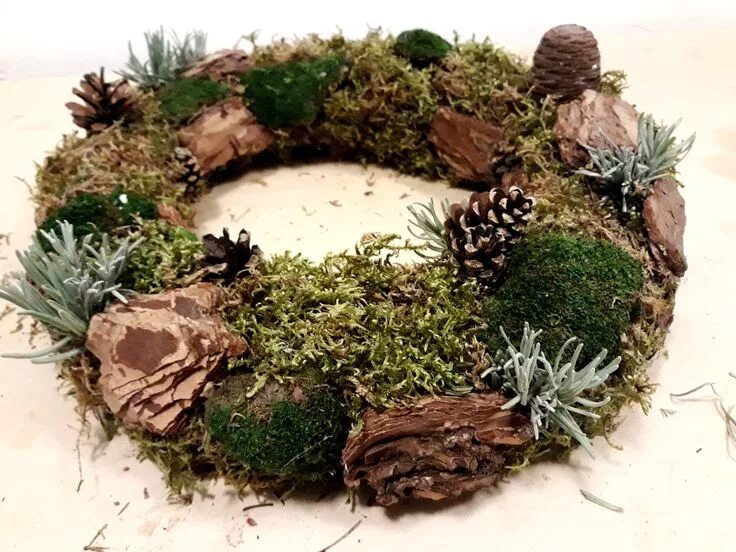 Поделки из мха своими руками фото nature wreath Венок из мха, Декор в деревенском стиле, Осенний декор