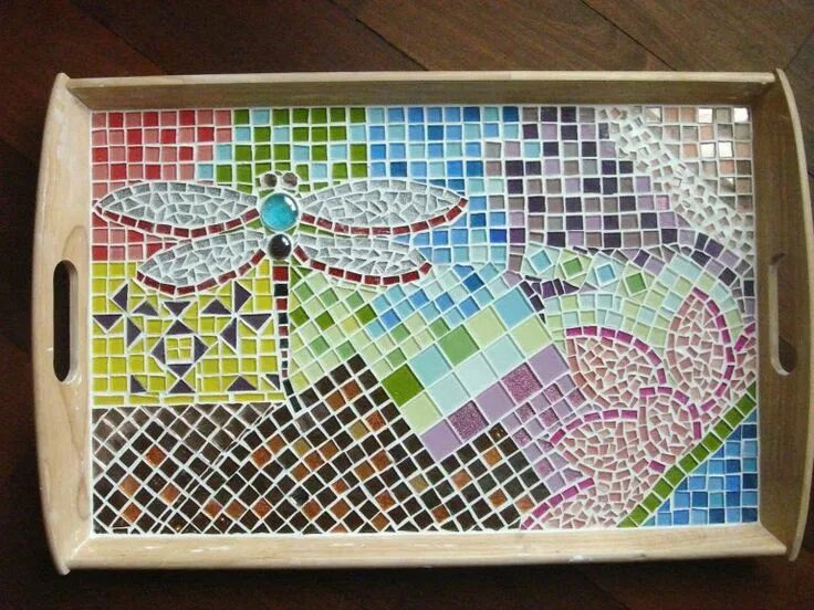 Поделки из мозаики фото amazing mosaic tray Mosaic tray, Mosaic, Tray