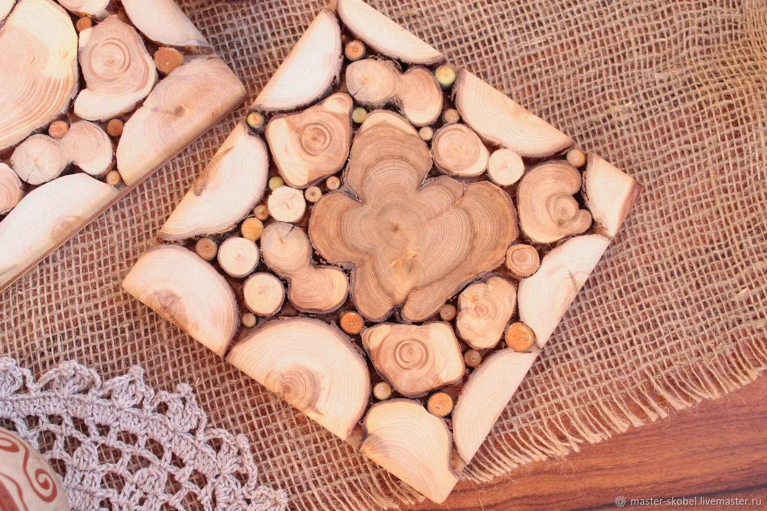 Поделки из можжевельника фото Можжевеловые подставки под горячее квадратные - заказать на Ярмарке Мастеров - K